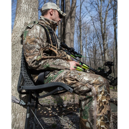 Hawk Kickback LVL Hang-On Tree Stand with Leg Extension Footrest, Black