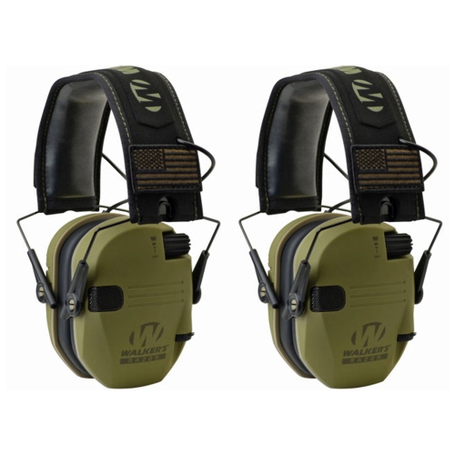 Walker's Razor Slim Shooter Electronic Hearing Earmuffs, Green Patriot