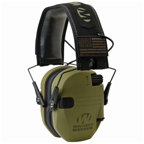 Walker's Razor Slim Shooter Electronic Hearing Earmuffs, Green Patriot