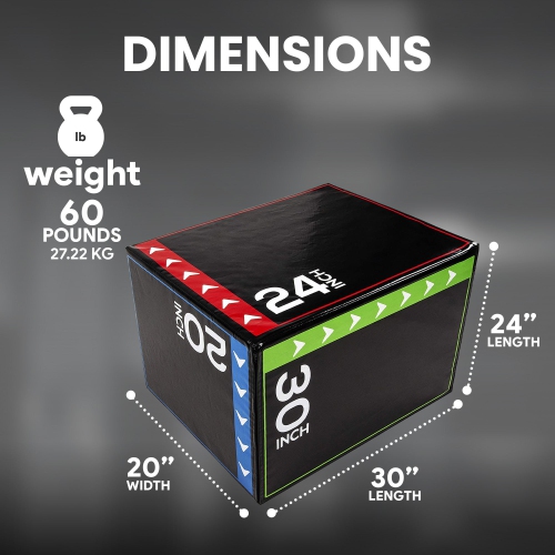 BalanceFrom Fitness 3 in 1 60 Pounds Foam Plyometric Box Jumping Exercise, Black