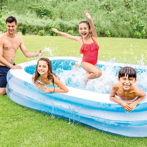 INTEX  Swim Center 198 Gallon Inflatable Family Swimming Pool, Blue (3 Pack)