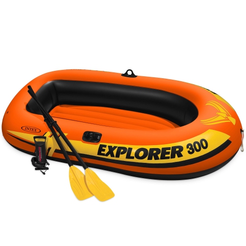 Intex Explorer 300 Compact Inflatable 3 Person Raft Boat w/ Pump & Oars