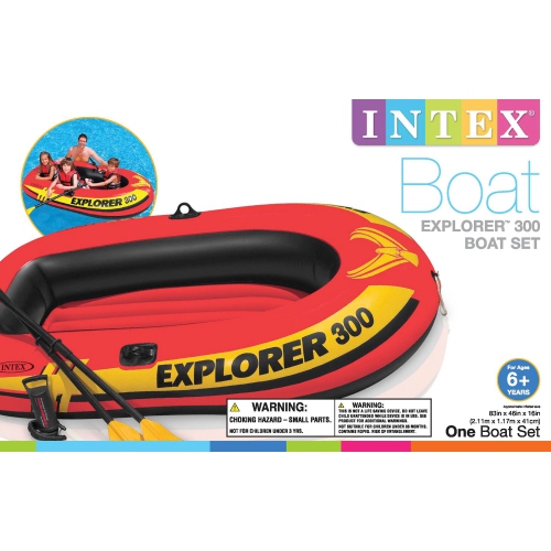 Intex Explorer 300 Compact Inflatable 3 Person Raft Boat w/ Pump & Oars