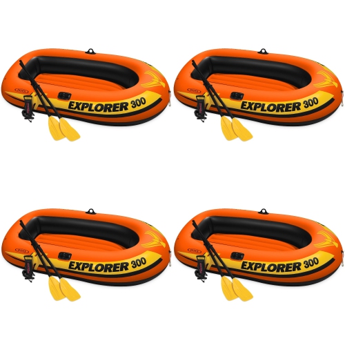 Intex Explorer 300 Compact Inflatable 3 Person Raft Boat w/ Pump & Oars