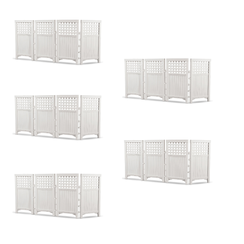 SUNCAST  Outdoor Garden Yard 4 Panel Screen Enclosure Gated Fence (5 Pack) In White