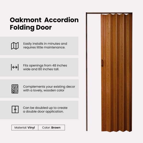 LTL Home Products – porte pliante en accordéon Oakmont OK4880PC, 48 x 80 po, pacane