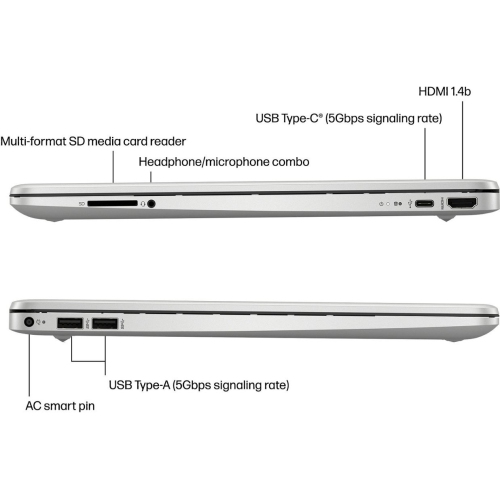 HP - 15.6" Micro-edge IPS Touch-Screen Laptop - Intel Core i3 1215u- 16GB Memory - 256GB SSD - Natural Silver - Windows 11 Home S mode - Intel UHD