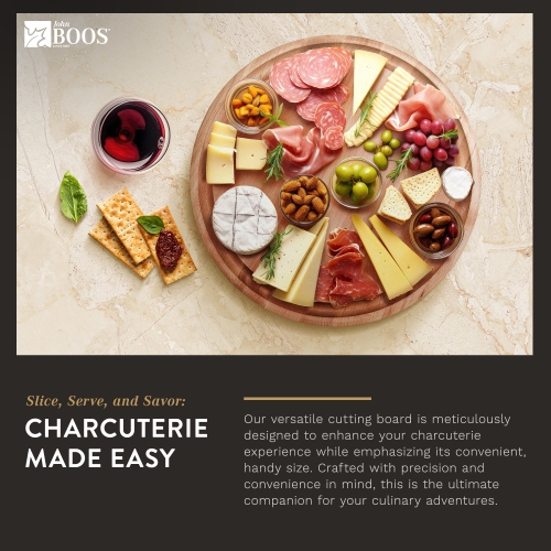 John Boos Round Maple Wood Cutting Board with Juice Groove, 15" x 15" x 1.75"