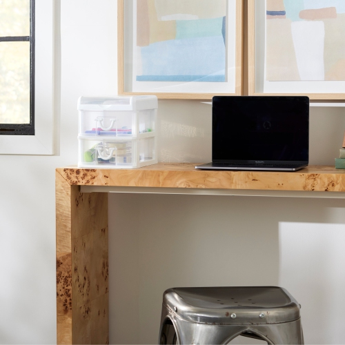 Gracious Living 2-Drawer Desktop and Countertop Organizer Drawer Set, White/Clear 