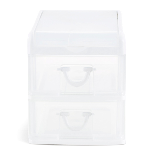 Gracious Living 2-Drawer Desktop and Countertop Organizer Drawer Set, White/Clear 