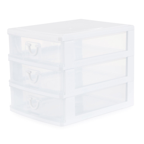 Gracious Living Deluxe 3 Drawer Storage Desktop and Countertop Organizer, White
