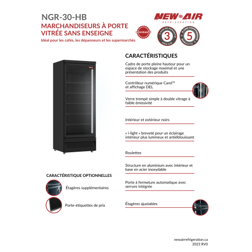 NEW AIR NGR-030-H Commercial 30" Single Glass Door Merchandiser Refrigerator