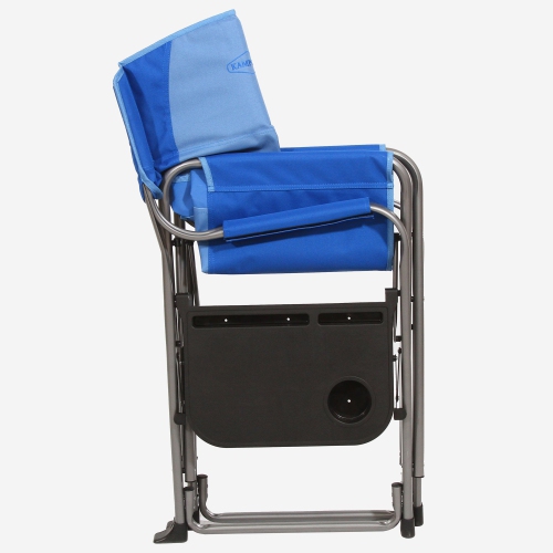 Kamp-Rite Director Portable Lounge Arm Chair with Side Table, Blue