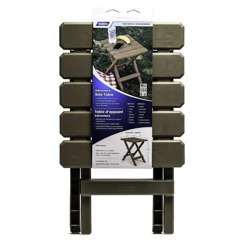 Camco – Table d’appoint pliante en plastique pour le camping Adirondack portative, taupe