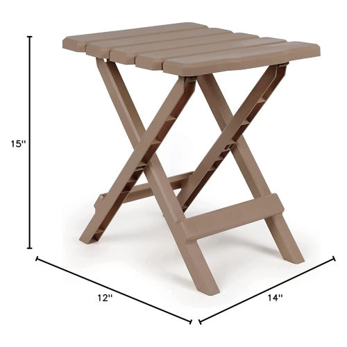 Camco – Table d’appoint pliante en plastique pour le camping Adirondack portative, taupe