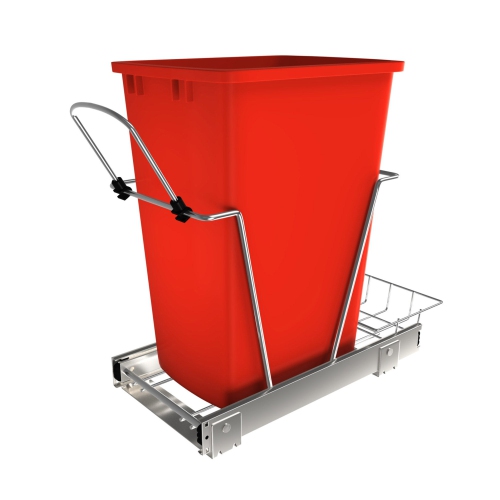 REV-A-SHELF  Pullout Trash Can 35 Qt. for Kitchen Cabinets, Red, Rv-12Kd-16C-S