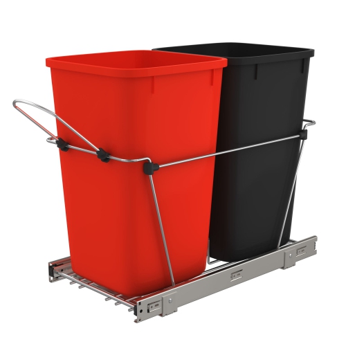 REV-A-SHELF  Double Pullout Trash Can 27 Qt. for Kitchen, Redblk, Rv-15Kd-1618C-S Love it!