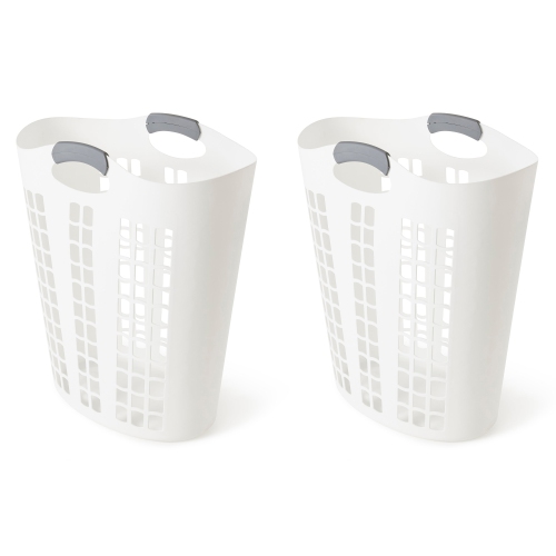 Gracious Living Easy Carry Flex 87 L Plastic Laundry Hamper, White