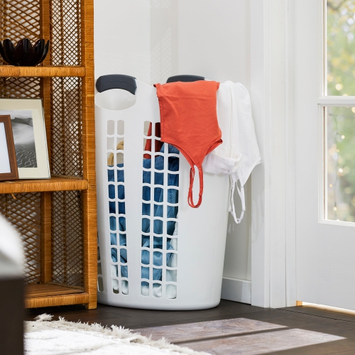 Gracious Living Easy Carry Flex 87 L Plastic Laundry Hamper, White