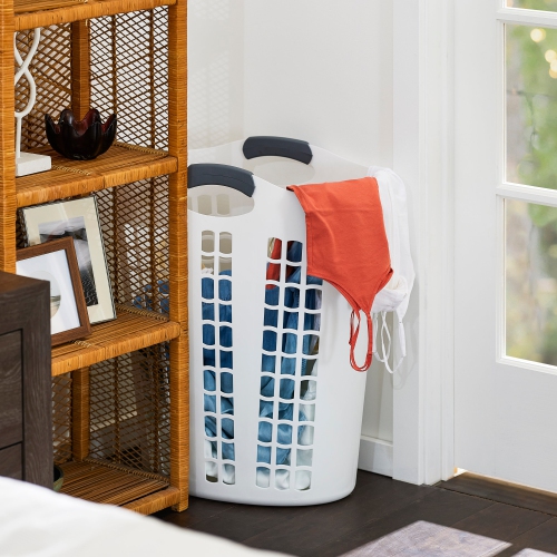 Gracious Living Easy Carry Flex 87 L Plastic Laundry Hamper, White