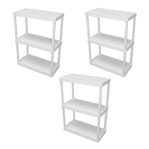 Gracious Living 3 Shelf Fixed Height Light Duty Storage Unit, White