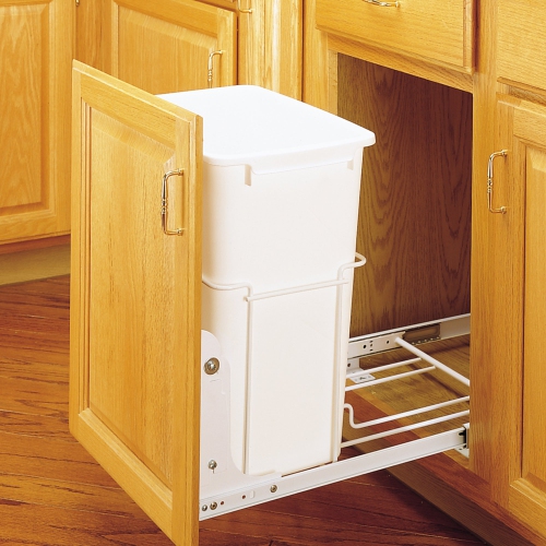 REV-A-SHELF  Single Pullout 35 Qt. Trash Can for Kitchen Cabinets, Rv-18Pb-1