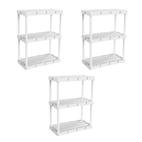Gracious Living Knect A Shelf 3 Shelf Interlocking Organizers, White