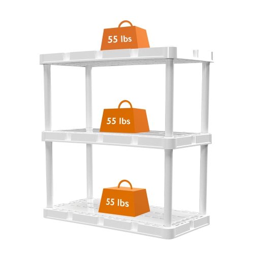Gracious Living Knect A Shelf 3 Shelf Interlocking Organizers, White