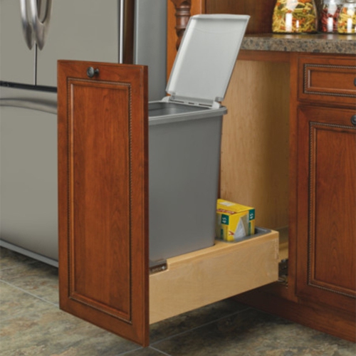 50&nbsp;qt de poubelle rétractable Rev-A-Shelf. Avec fermeture en douceur, 4WCBM-1550DM-1
