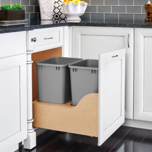 Rev-A-Shelf Double Pull Out Trash Can 35 Qt w/ Soft-Close Slides, 4WCSC-2135DM-2