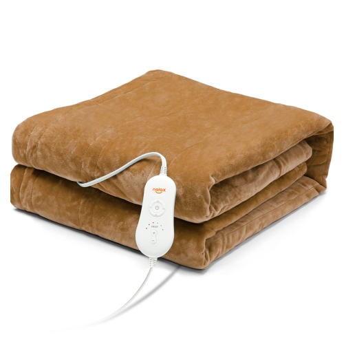 NALAX  Electric Fast Heating Full Body Throw Blanket With 6 Heat Levels, Brown