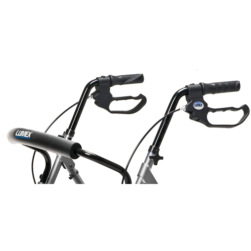 Lumex Set N' Go Wide 2-In-1 Height Adjustable Rollator Walker with Pouch, Silver