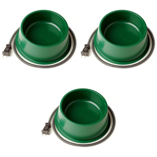 FARM INNOVATORS  Qt 1 25 Watt 1 Qt Electric Heated Pet Water Bowl, Green (3 Pack)