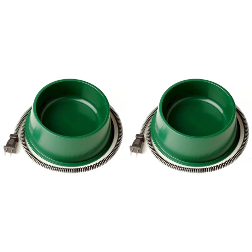 FARM INNOVATORS  Qt 1 25 Watt 1 Qt Electric Heated Pet Water Bowl, Green (2 Pack)