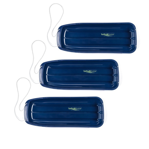 LUCKY BUMS  Kids 48 Inch Plastic Snow Toboggan Sled With Pull Rope, Blue (3 Pack)