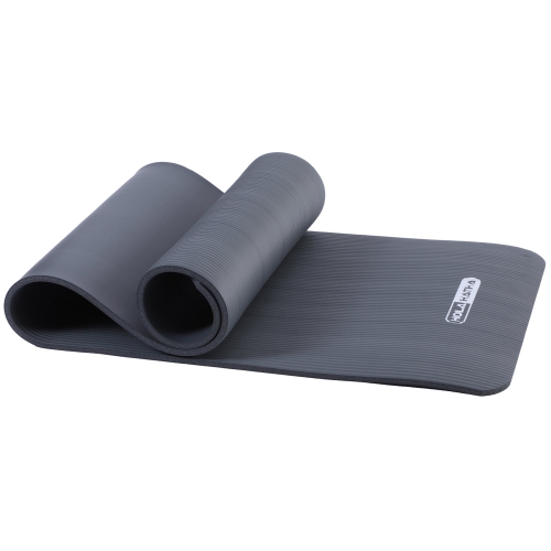HOLAHATHA  72 X 24" High Density 0.5" Thick Non Slip Home Workout Yoga Mat In Black