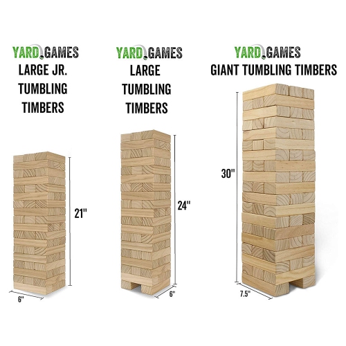 YARD GAMES  Large Jr. Tumbling Timbers 21" Wood Block Stacking Game, Natural