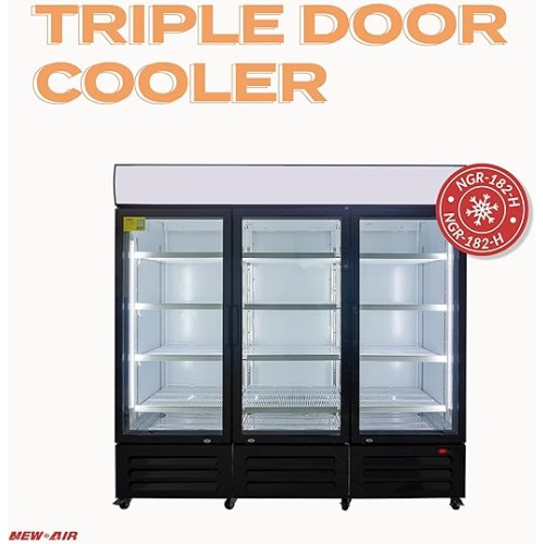 NEW AIR NGR-182-H Commercial 78" Triple Sliding Glass Door Merchandiser Refrigerator - Ideal for Convenience Stores, Front of House, Grocery Store,
