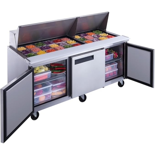 NEW AIR NPT-072-MSA Commercial 72" Mega Top Triple Door Salad/Sandwich Prep Table - Ideal for Restaurants, Cafeterias & Food Processing Spaces