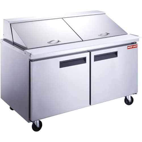 NEW AIR NPT-060-MSA Commercial 60" Mega Top Double Door Salad/Sandwich Prep Table - Ideal for Restaurants, Cafeterias & Food Processing Spaces