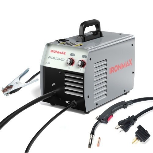 Soudage au gaz IRONMAX MIG par soudage par noyau de flux sans gaz, usinage, IGBT avec pistolet de soudage et serre-joint 120&nbsp;V