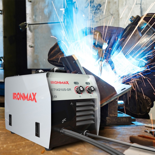 Soudage au gaz IRONMAX MIG par soudage par noyau de flux sans gaz, usinage, IGBT avec pistolet de soudage et serre-joint 120 V