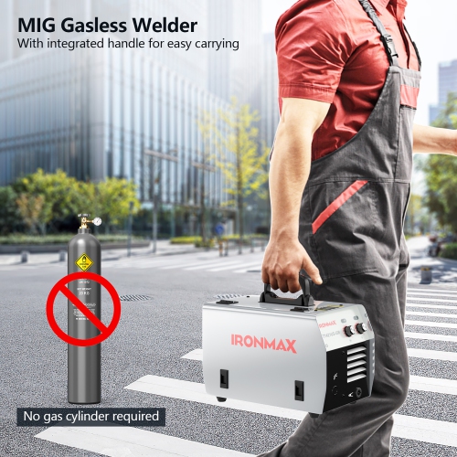 Soudage au gaz IRONMAX MIG par soudage par noyau de flux sans gaz, usinage, IGBT avec pistolet de soudage et serre-joint 120 V