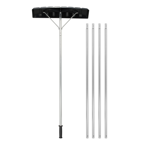 Costway 20FT Adjustable Snow Roof Rake W/ 25" Spacious Blade 4 Ex tending Poles