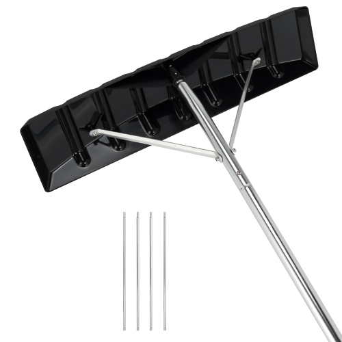 Costway 20FT Adjustable Snow Roof Rake W/ 25" Spacious Blade 4 Ex tending Poles