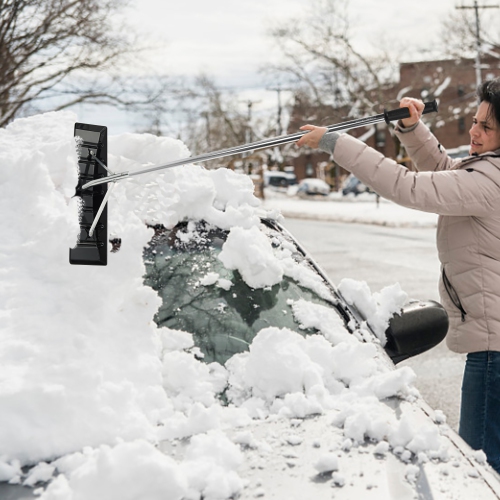 Costway 20FT Adjustable Snow Roof Rake W/ 25" Spacious Blade 4 Ex tending Poles