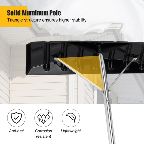 Costway 20FT Adjustable Snow Roof Rake W/ 25" Spacious Blade 4 Ex tending Poles
