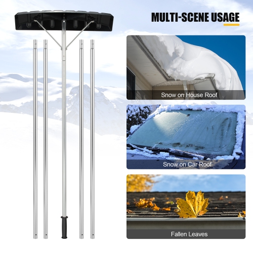Costway 20FT Adjustable Snow Roof Rake W/ 25" Spacious Blade 4 Ex tending Poles
