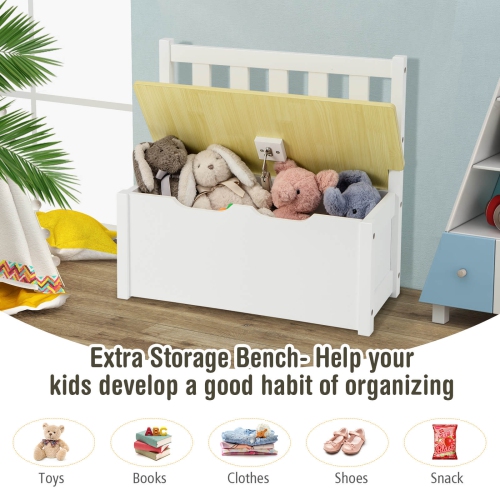 Costway 4 PCS Kids Wooden Activity Table & Chairs Set w/Storage Bench Study Desk