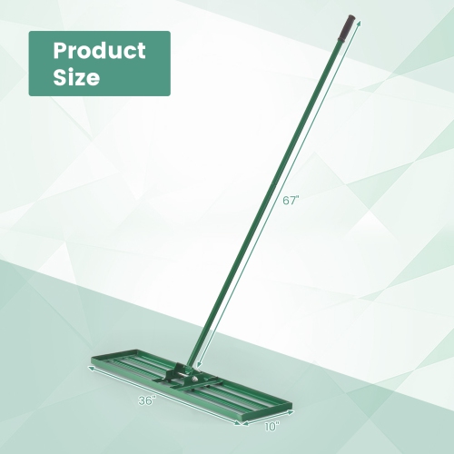 Costway Lawn Leveling Rake 36" x 10" Heavy Duty Level Lawn Tool for Garden Backyard/Lawn